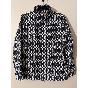 Crown and Ivy Rain Coat. Blue and White-M